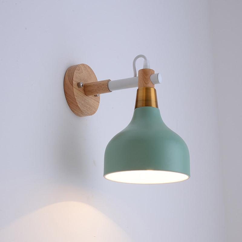 Nordic Metal Reading Wall Light - Rotatable Pear-Shape Lamp For Bedroom Mounting Green