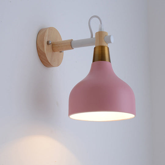 Nordic Metal Reading Wall Light - Rotatable Pear-Shape Lamp For Bedroom Mounting Pink