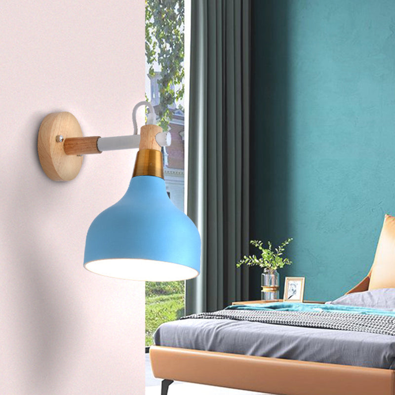 Nordic Metal Reading Wall Light - Rotatable Pear-Shape Lamp For Bedroom Mounting Blue