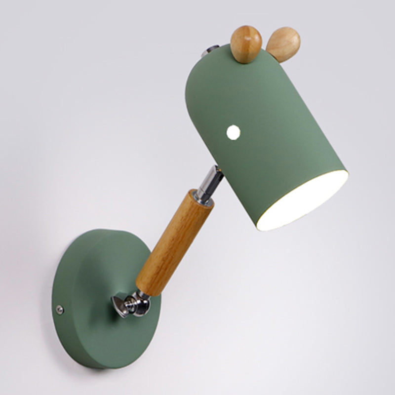 Nordic Deer Swing Arm Bedroom Wall Lamp With Metal Fixture And Bulb Green