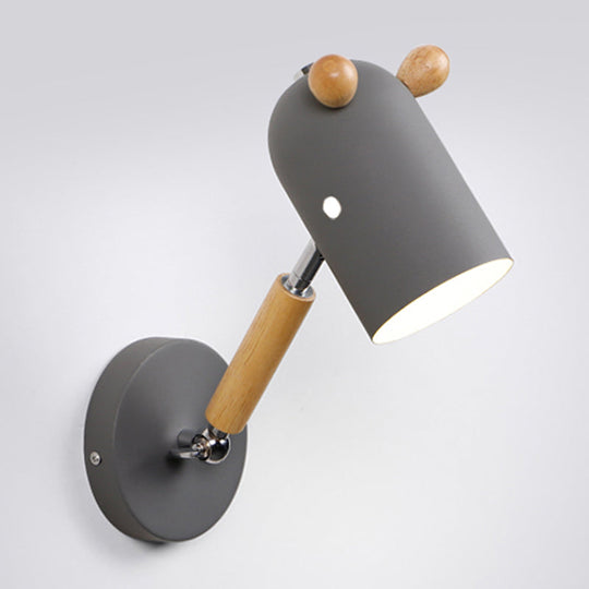Nordic Deer Swing Arm Bedroom Wall Lamp With Metal Fixture And Bulb Grey