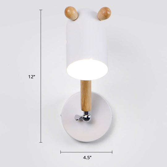 Nordic Deer Swing Arm Bedroom Wall Lamp With Metal Fixture And Bulb White