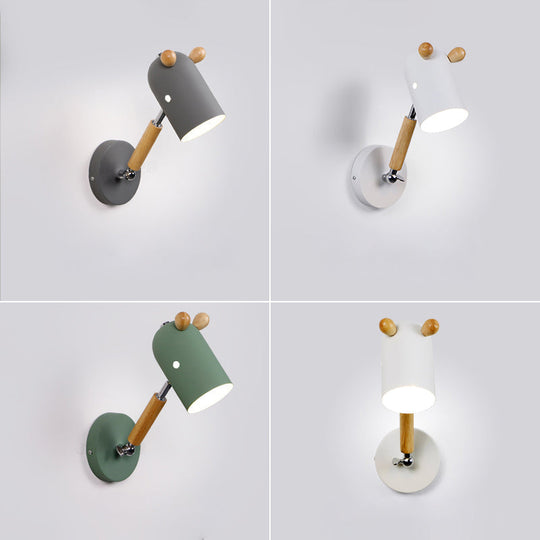 Nordic Deer Swing Arm Bedroom Wall Lamp With Metal Fixture And Bulb
