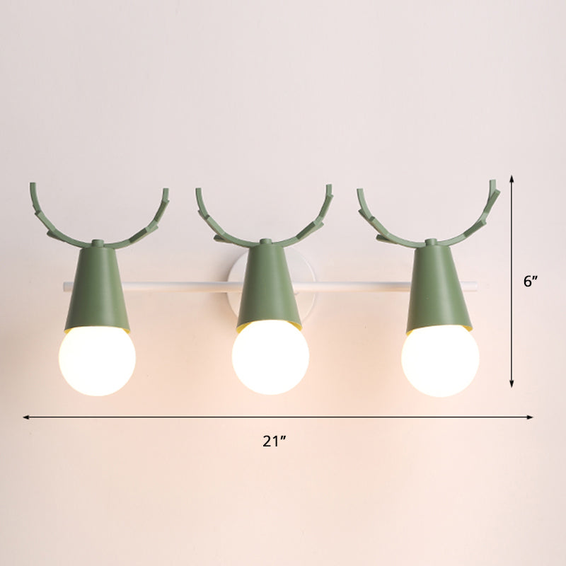 Nordic Metal Adjustable Wall Mount Vanity Light For Bedrooms With Deer Design 3 / Green