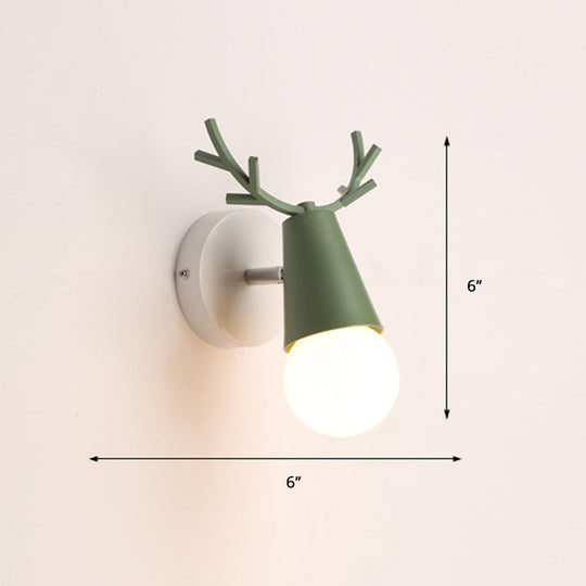 Nordic Metal Adjustable Wall Mount Vanity Light For Bedrooms With Deer Design 1 / Green