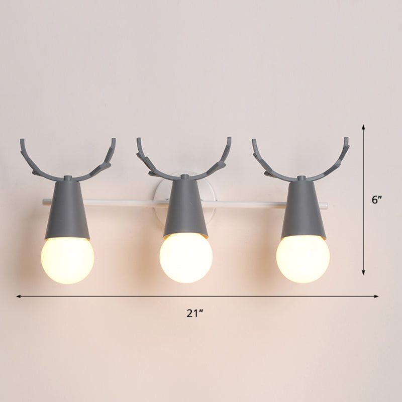 Nordic Metal Adjustable Wall Mount Vanity Light For Bedrooms With Deer Design 3 / Grey