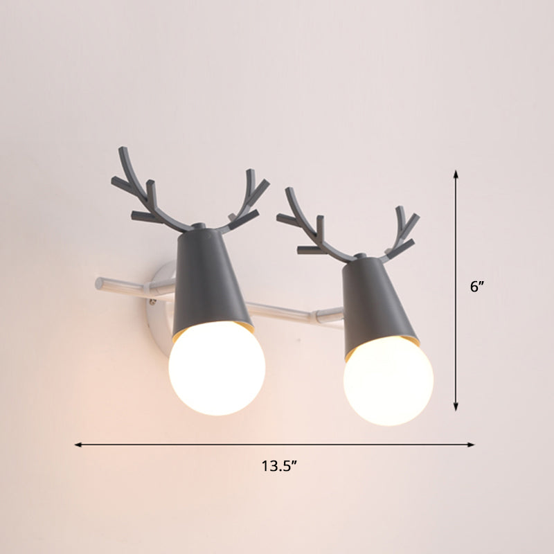 Nordic Metal Adjustable Wall Mount Vanity Light For Bedrooms With Deer Design 2 / Grey