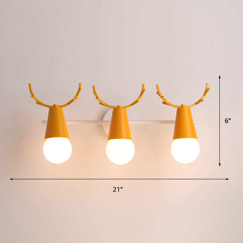 Nordic Metal Adjustable Wall Mount Vanity Light For Bedrooms With Deer Design 3 / Yellow
