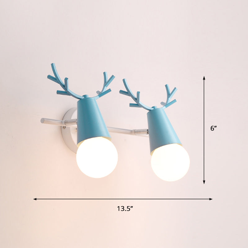 Nordic Metal Adjustable Wall Mount Vanity Light For Bedrooms With Deer Design 2 / Blue