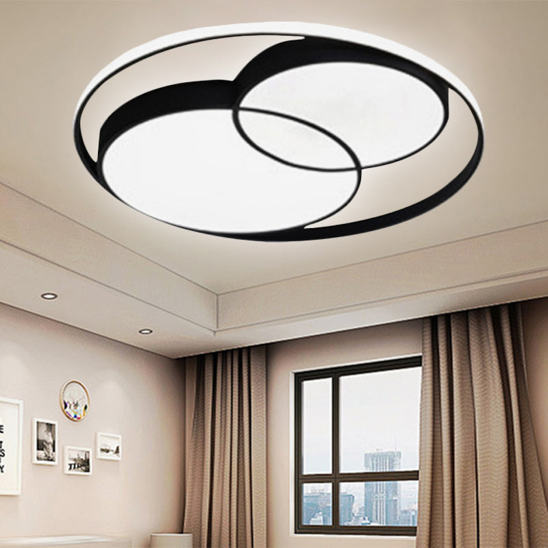 Modern Acrylic Snowman Ceiling Light - Stylish Flush Mount For Study Room & Kitchen Black / 16.5