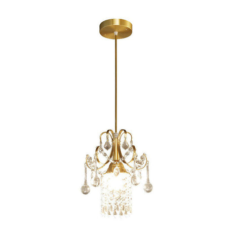Gold Crystal Fringe Pendant Light For Dining Room - Traditional And Elegant