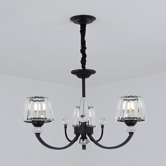 Minimalist Crystal Black Chandelier With Arched Suspension Arm 3 /