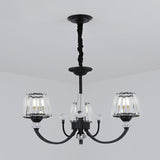 Minimalist Black Crystal Chandelier With Arched Suspension Arm 3 /