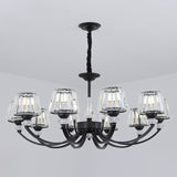 Minimalist Black Crystal Chandelier With Arched Suspension Arm 10 /