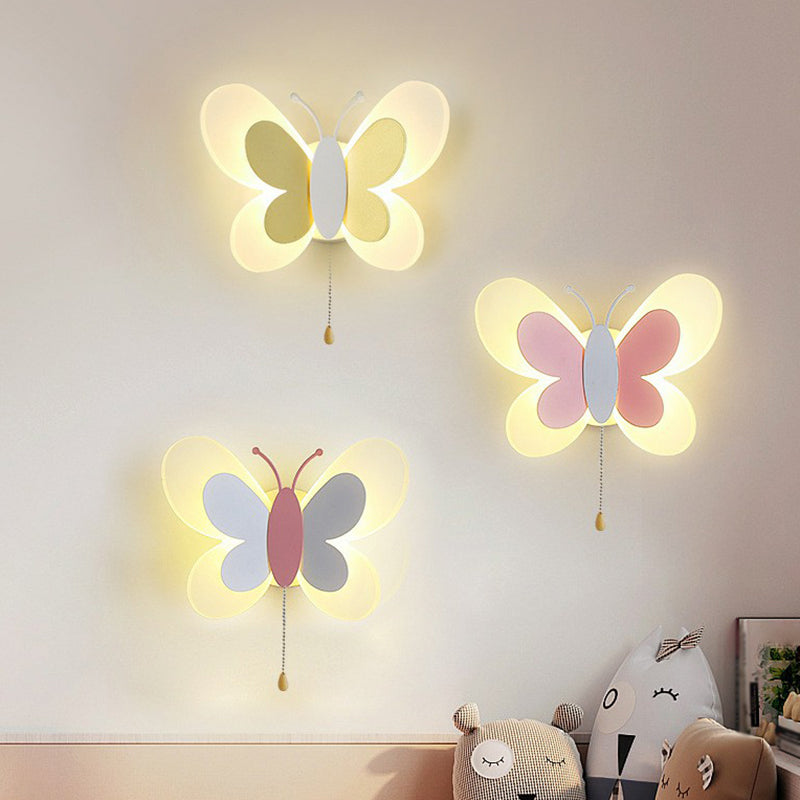 Childrens Bedroom Butterfly Wall Mounted Led Lamp - Decorative Acrylic Sconce Light