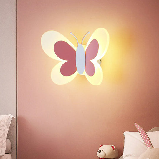 Childrens Bedroom Butterfly Wall Mounted Led Lamp - Decorative Acrylic Sconce Light