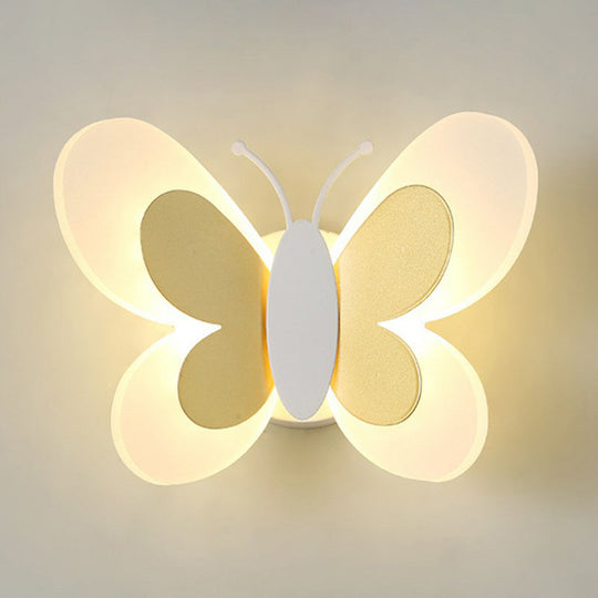 Childrens Bedroom Butterfly Wall Mounted Led Lamp - Decorative Acrylic Sconce Light Gold / Warm