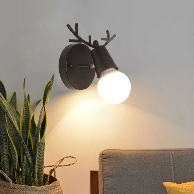 Modern Antler Wall Mounted Reading Light With Nordic Metal Finish And Pivot Joint Black