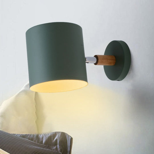 Iron Swivel Shade Reading Lamp - Macaron Wall Lighting For Childrens Bedroom Green / Cylinder