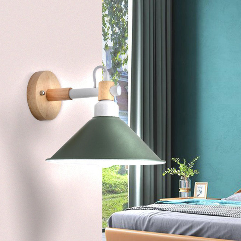 Iron Swivel Shade Reading Lamp - Macaron Wall Lighting For Childrens Bedroom Green / Wide Flare