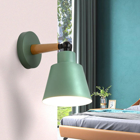 Iron Swivel Shade Reading Lamp - Macaron Wall Lighting For Childrens Bedroom Green / Cone