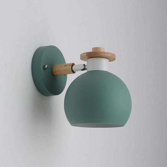Iron Swivel Shade Reading Lamp - Macaron Wall Lighting For Childrens Bedroom Green / Globe