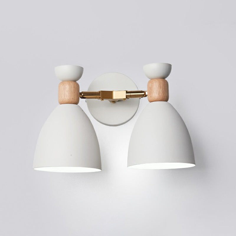 Nordic Wall Mounted 2-Head Reading Light With Metal Shade - Perfect For Bedroom White / Oval