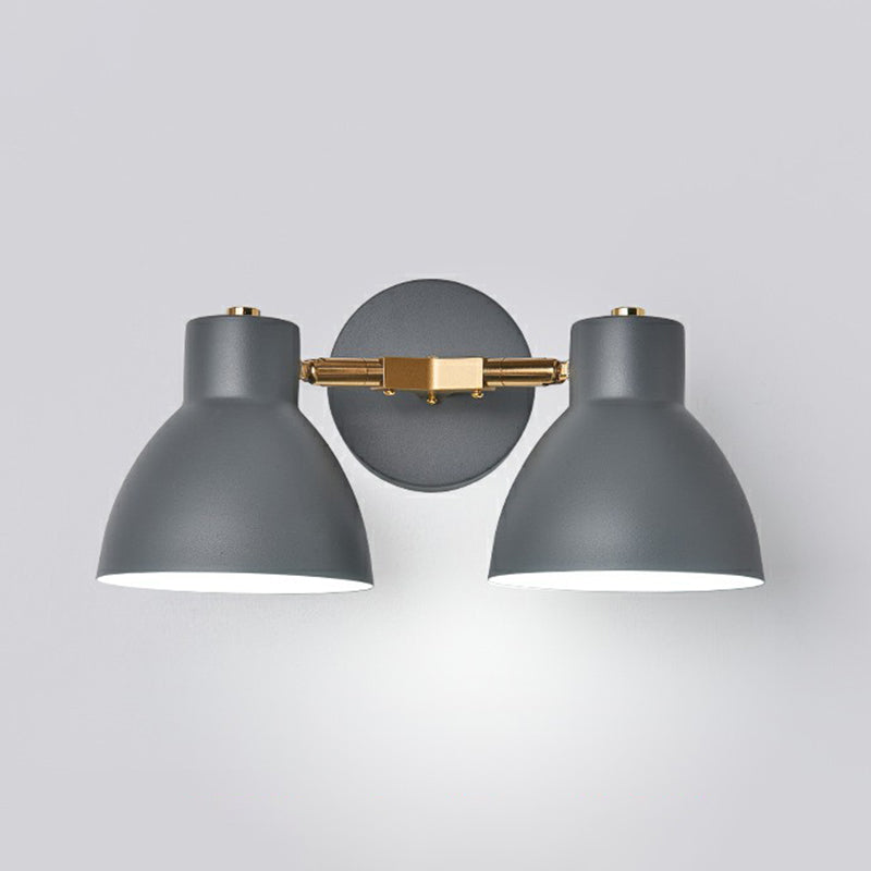Nordic Wall Mounted 2-Head Reading Light With Metal Shade - Perfect For Bedroom Grey / Wide Flare