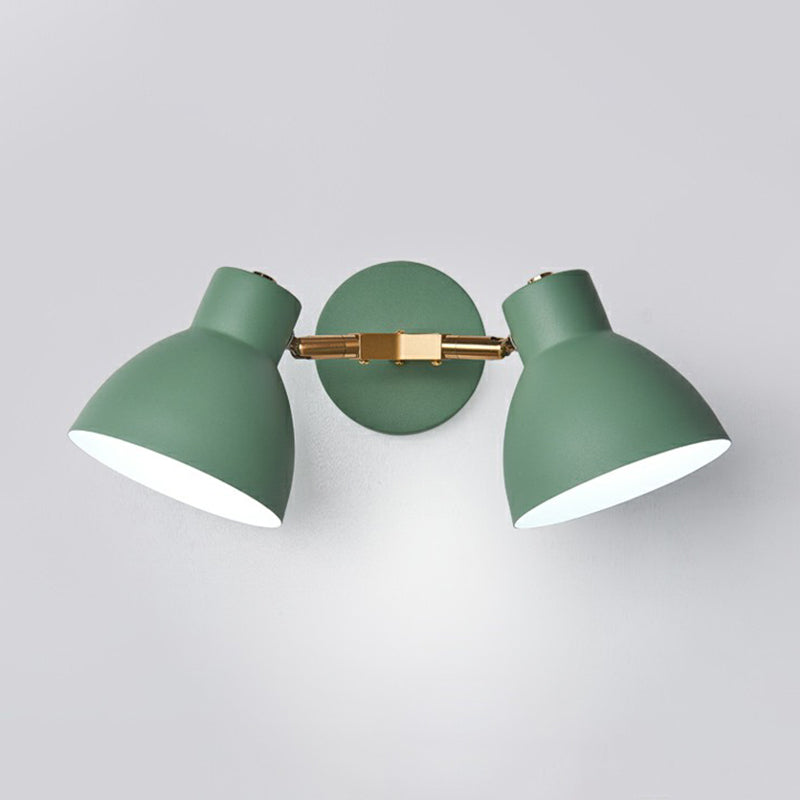 Nordic Wall Mounted 2-Head Reading Light With Metal Shade - Perfect For Bedroom Green / Wide Flare
