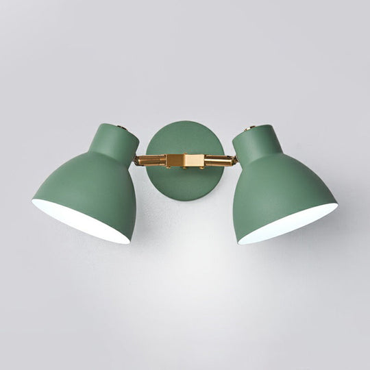 Nordic Wall Mounted 2-Head Reading Light With Metal Shade - Perfect For Bedroom Green / Wide Flare