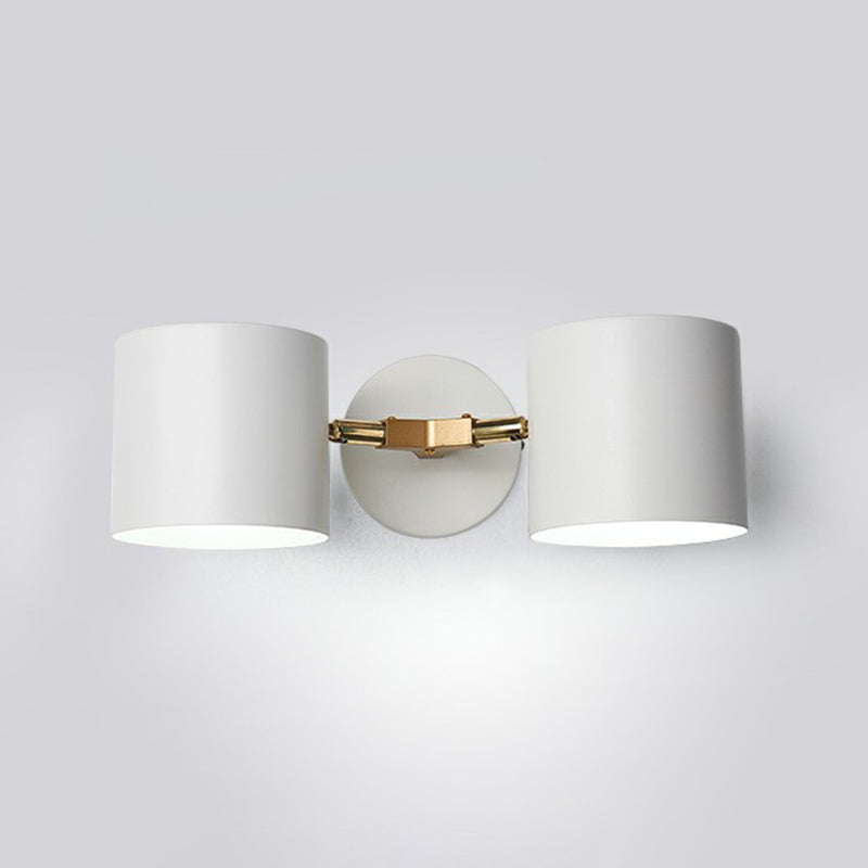 Nordic Wall Mounted 2-Head Reading Light With Metal Shade - Perfect For Bedroom White / Cylinder