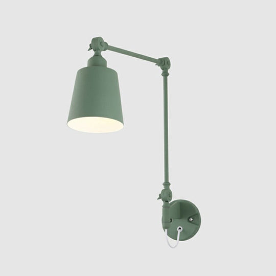 Swing Arm Nordic Metal Wall Sconce - Tapered Task Light For Living Room Green / Plug In