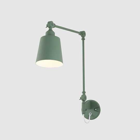 Swing Arm Nordic Metal Wall Sconce - Tapered Task Light For Living Room Green / Hardwired