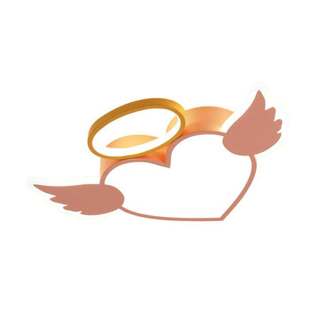 Led Pink Love Wings Ceiling Lamp With Acrylic Shade - Cartoon Flush Mount Lighting
