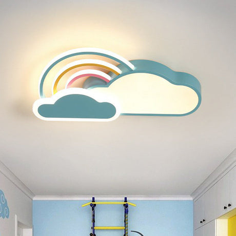 Kindergarten Ceiling Mount Led Light With Cloud And Rainbow Cartoon Design Blue / 19.5 Third Gear