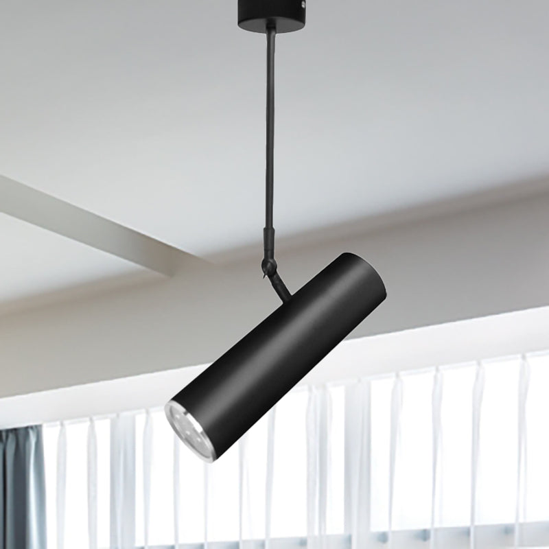 Adjustable Cylinder Led Pendant Light In Black: Warm/White 11’/19’ Height