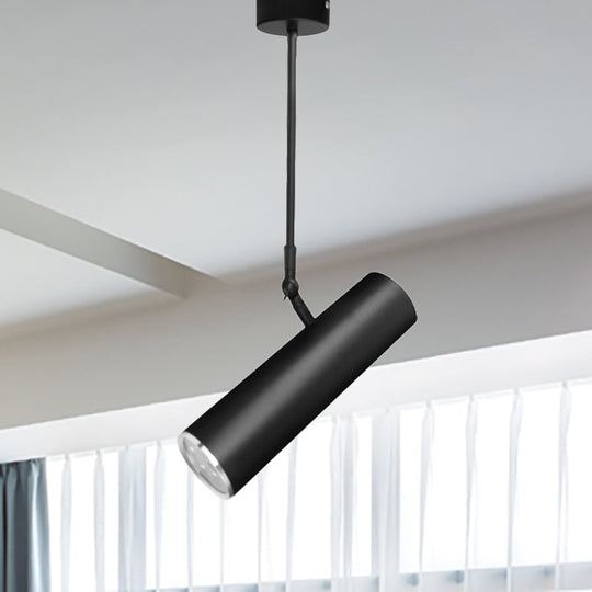 Adjustable Cylinder Led Pendant Light In Black: Warm/White 11’/19’ Height