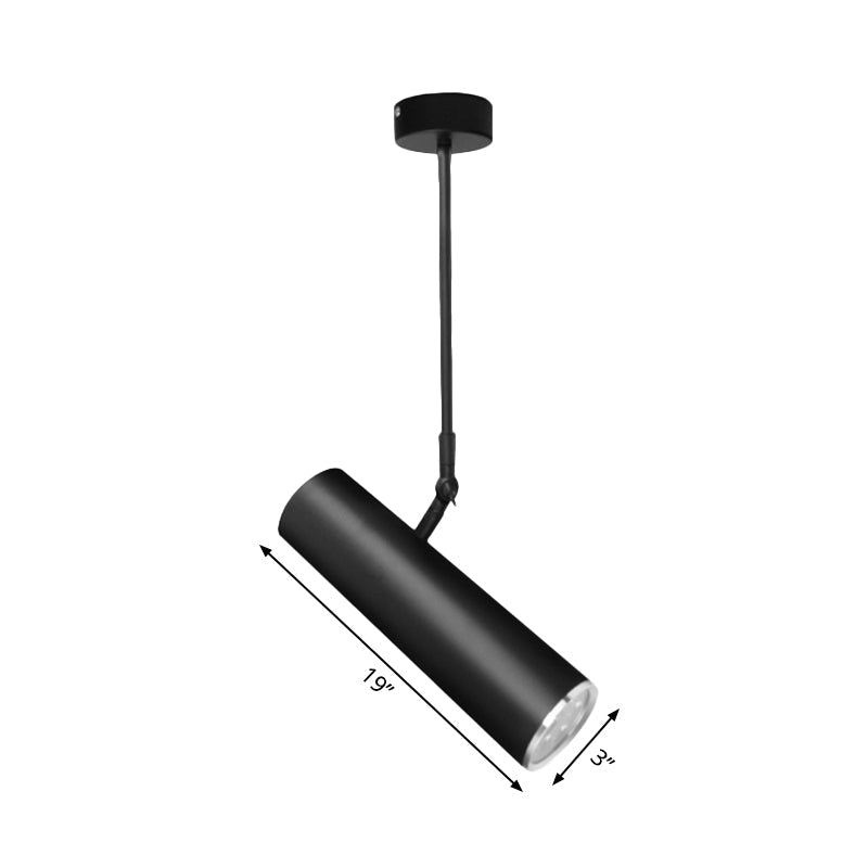 Adjustable Cylinder Led Pendant Light In Black: Warm/White 11’/19’ Height