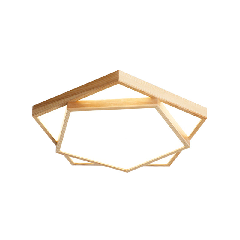 Nordic Led Wood 2 - Tier Flush Light: Bedroom Ceiling Mounted Acrylic Lamp