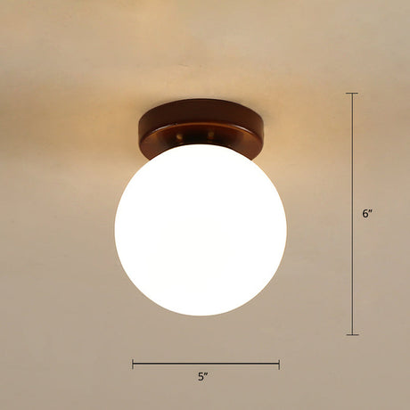 Geometric Flush Mount Ceiling Light Fixture - Modern Wooden Design (1-Light Brown) Brown / Globe