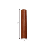 Hyadum I - Modern Cylinder Ceiling Light With Wood Grain Shade Metal Brown Living Room Pendant In