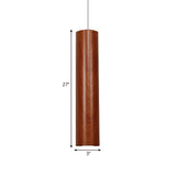 Hyadum I - Modern Cylinder Ceiling Light With Wood Grain Shade Metal Brown Living Room Pendant In