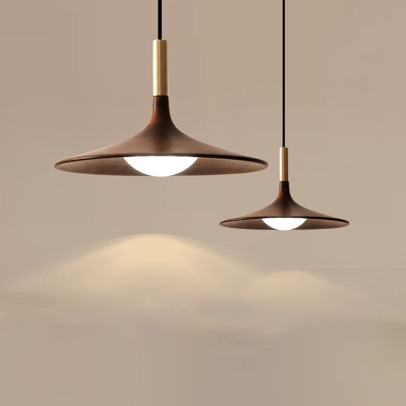 Minimalistic Wooden Trumpet Pendant Lamp With Led Suspension For Tea Room