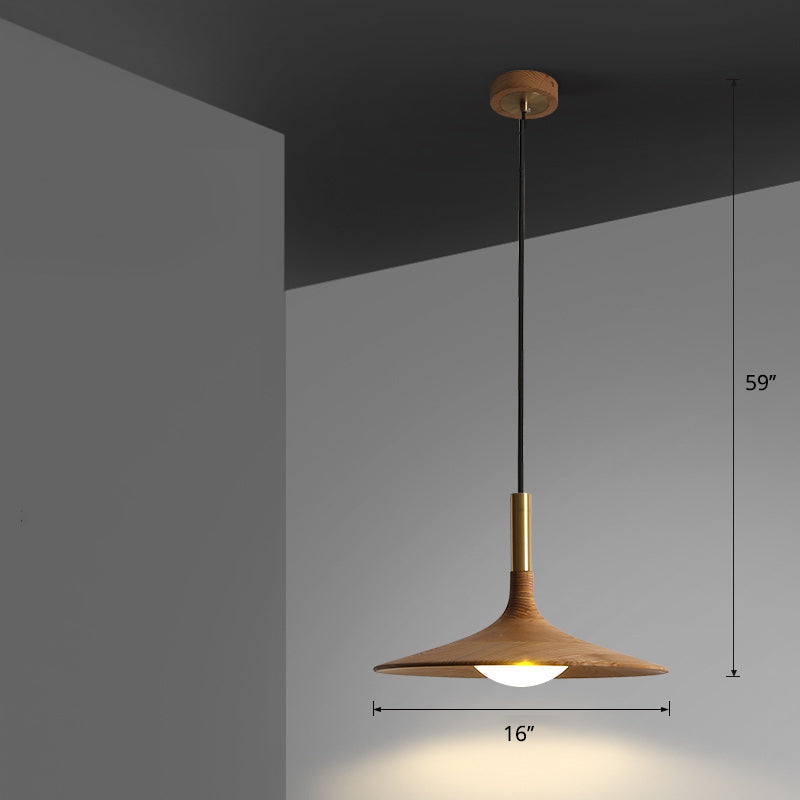 Minimalist Wooden Trumpet Pendant Led Light For Tea Room Wood / 16