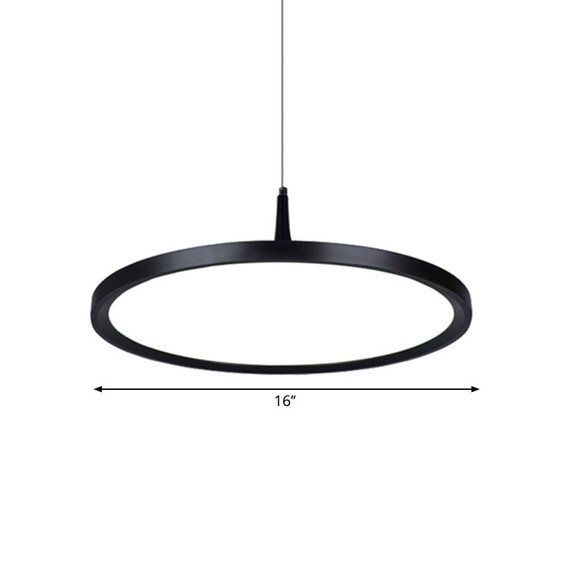 Led Office Pendant Lamp - Modern Simplicity White/Black Ceiling Light Fixture In Multiple Sizes
