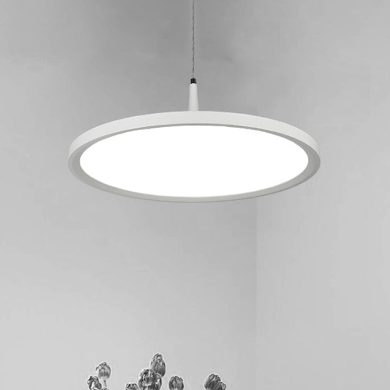 Led Office Pendant Lamp - Modern Simplicity White/Black Ceiling Light Fixture In Multiple Sizes