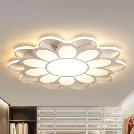 Contemporary Led Ceiling Light: 20.5/27/31.5 Dia White Metal Flush Mount Fixture For Living Room