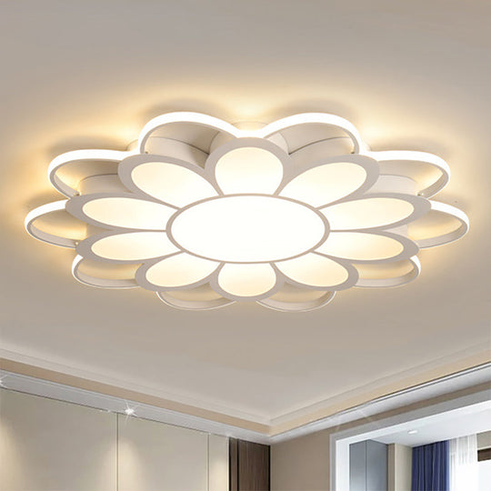 Contemporary Led Ceiling Light: 20.5’/27’/31.5’ Dia White Metal Flush Mount Fixture For