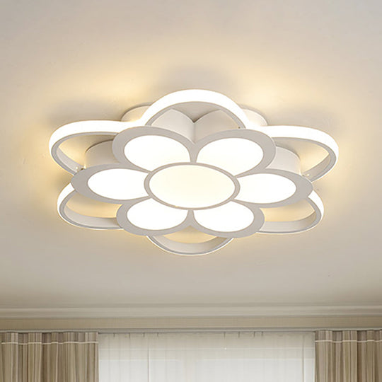 Contemporary Led Ceiling Light: 20.5/27/31.5 Dia White Metal Flush Mount Fixture For Living Room