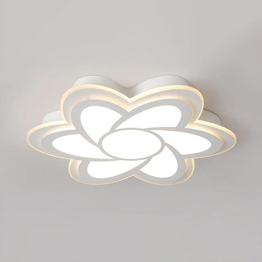 Modern Flower Metal Ceiling Light With Led Acrylic Diffuser Warm/White 16.5/20.5/24.5 Dia